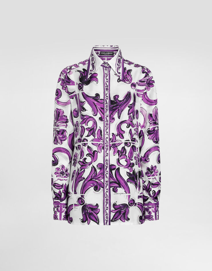 Dolce & Gabbana Majolica-print silk twill shirt Multicolor F5T51THI1ZQ