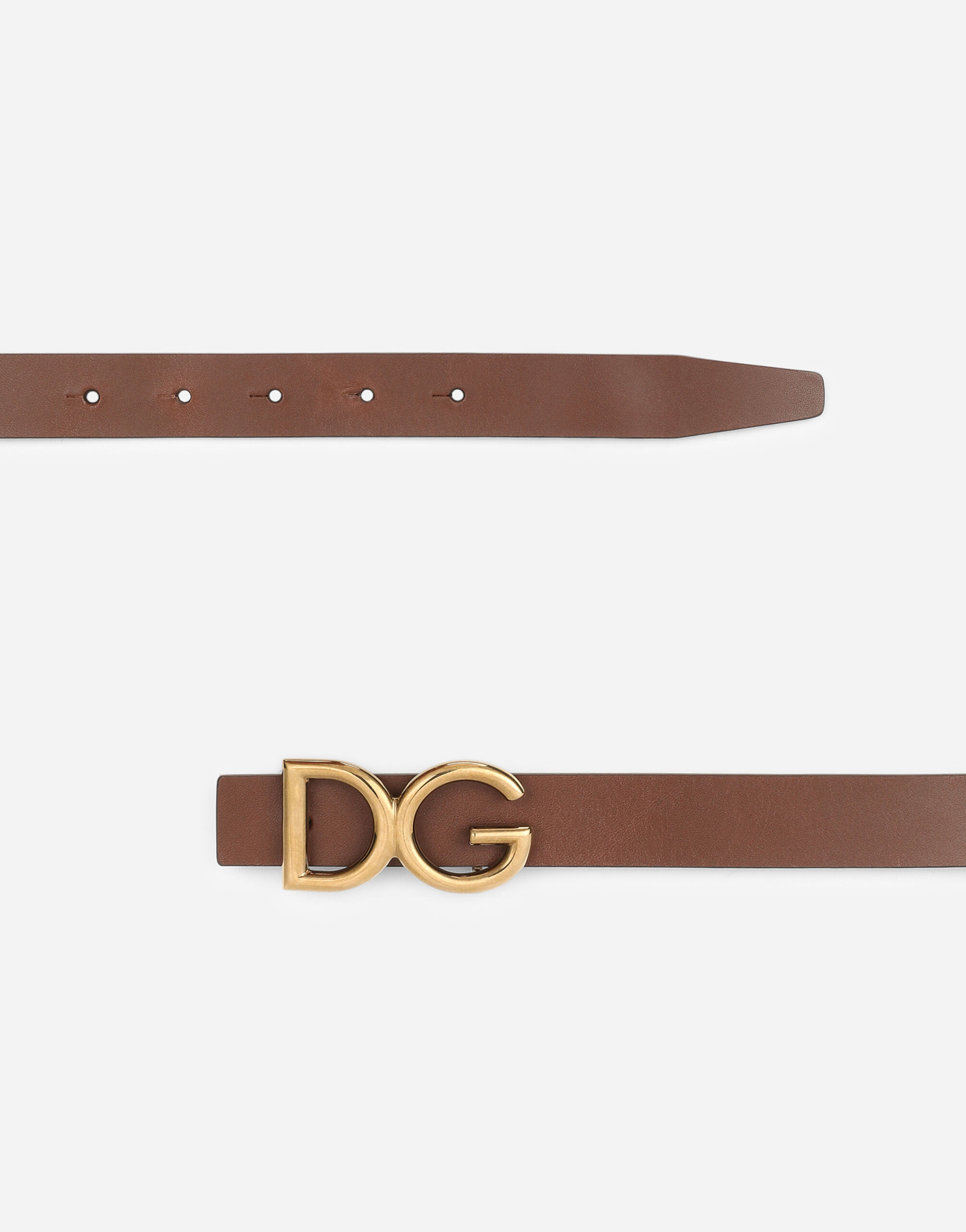 Dauphine leather belt in BROWN for Men | Dolce&Gabbana® US
