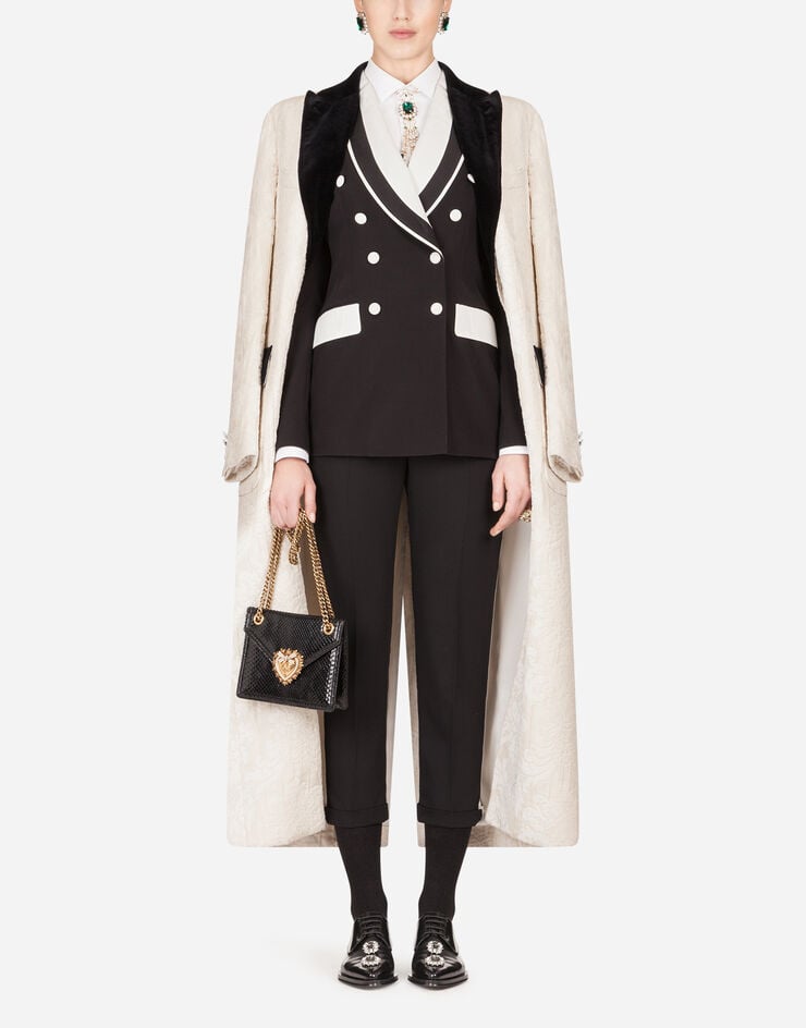 Dolce & Gabbana High-waisted wool pants with contrasting band 黑色 FTBNHTFU2KF