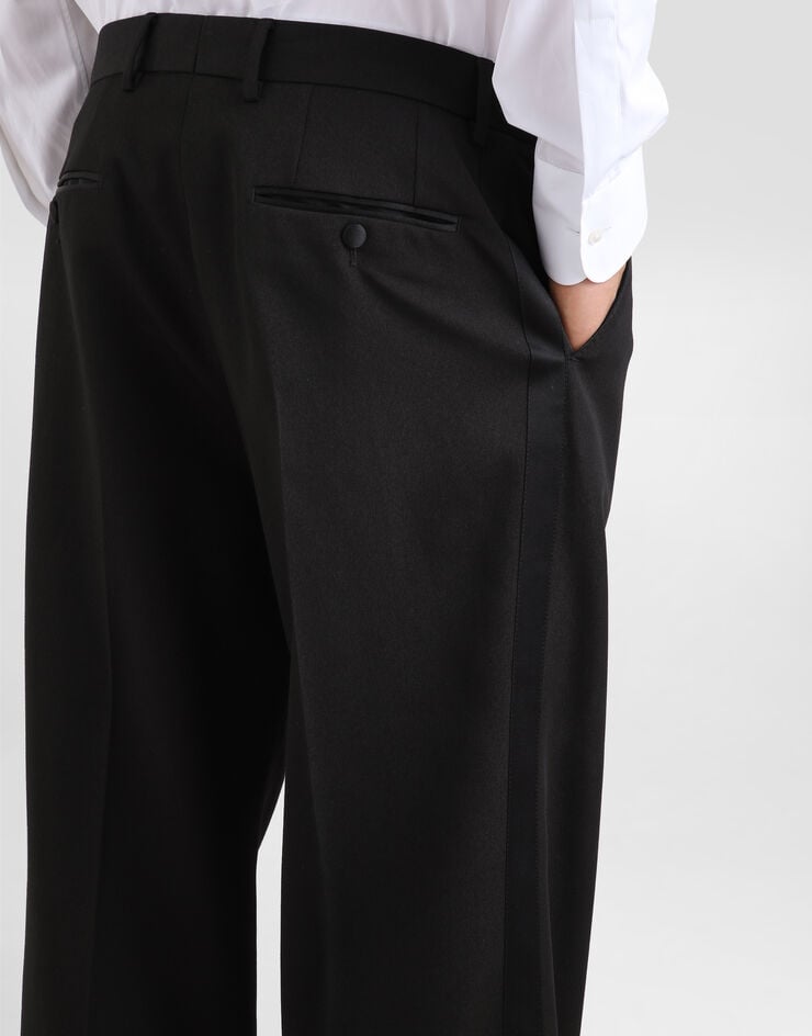 Dolce & Gabbana テクニカルギャバジン タキシードパンツ ブラック GP0F4THUMTY