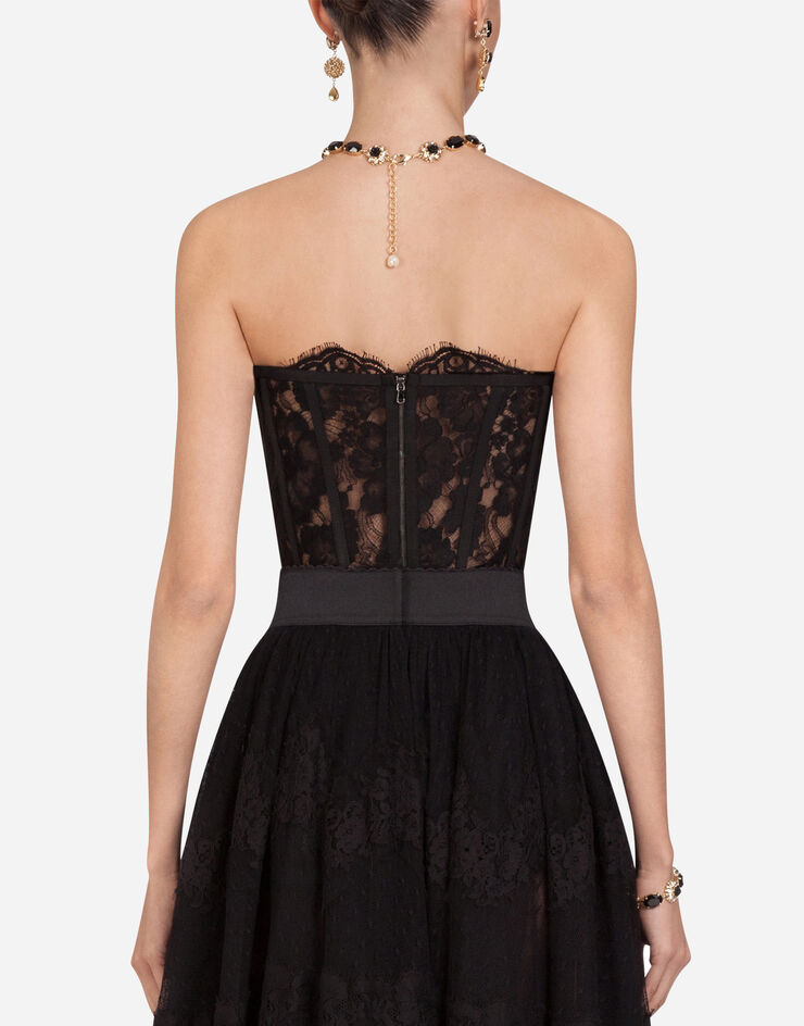 Dolce & Gabbana Short galloon lace bustier BLACK F72X4TFLMSC