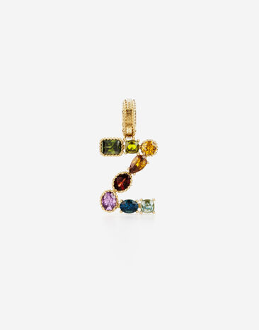 Dolce & Gabbana Rainbow alphabet Z 18 kt yellow gold charm with multicolor fine gems Gold WANR2GWMIXZ