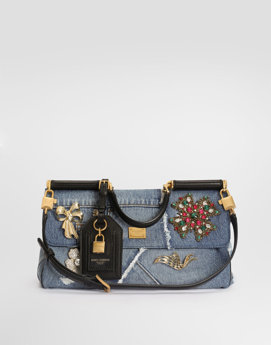 Medium My Sicily denim handbag with embroidery