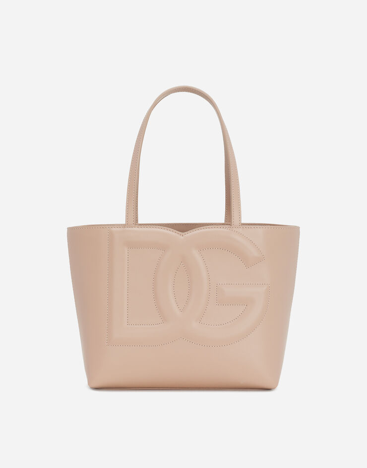 Dolce & Gabbana Bolso shopper DG Logo Bag pequeño en piel de becerro Rosa Pálido BB7337AW576