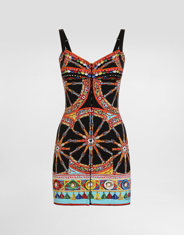 Dolce & Gabbana Carretto-print short charmeuse dress Dolce & Gabbana Carretto-print short charmeuse dress Multicolor F6JGSTGDDYO