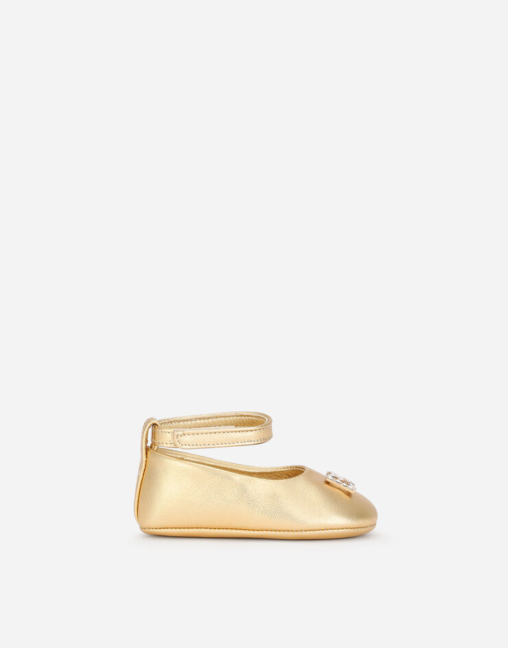 Dolce & Gabbana Foiled nappa leather newborn ballet flats Gold DK0065A6C66