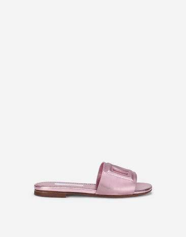 Dolce & Gabbana Calfskin DG millennials sliders Pink D11032A5439