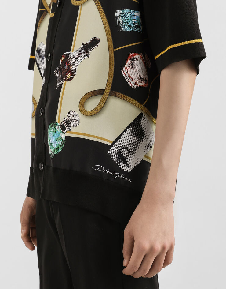 Dolce & Gabbana Silk and cotton shirt with perfume print Print GXV90TJFMKP