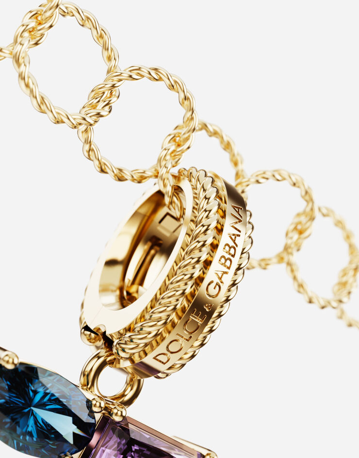 Dolce & Gabbana 18K 黄金彩虹坠饰，彩色宝石构成数字 7 造型。 黄金 WAPR1GWMIX7