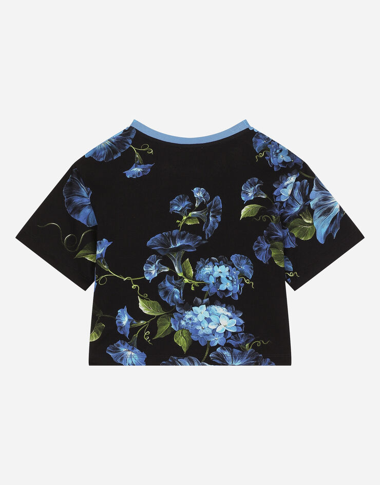 Dolce & Gabbana T-Shirt aus Jersey Glockenblumen-Print Drucken L5JTLMG7M1M