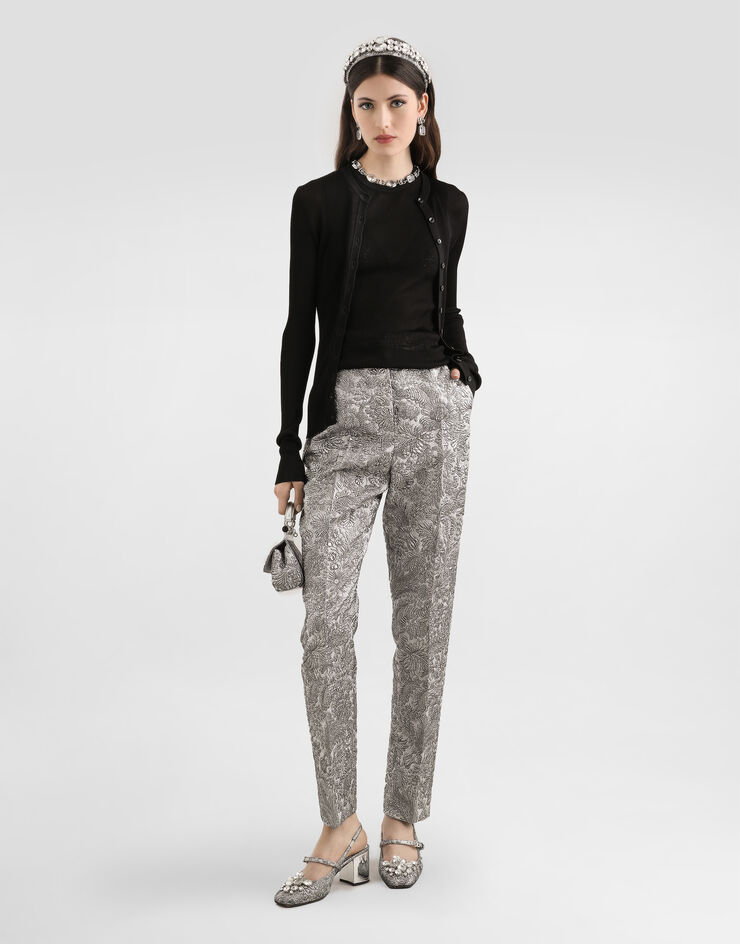 Dolce & Gabbana Floral jacquard trousers Silver FTAM2ZFJZAL