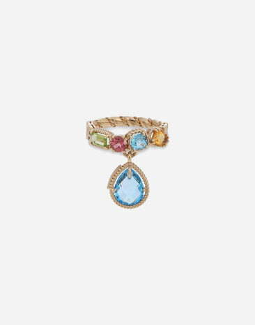 Dolce & Gabbana 18 kt yellow gold ring with multicolor fine gemstones Gold WRQA1GWQC01