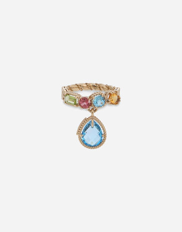 Dolce & Gabbana 18 kt yellow gold ring with multicolor fine gemstones White WRQA1GWSPBL