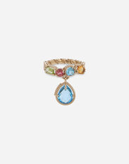 Dolce & Gabbana 18 kt yellow gold ring with multicolor fine gemstones Gold WRQA5GWPE01