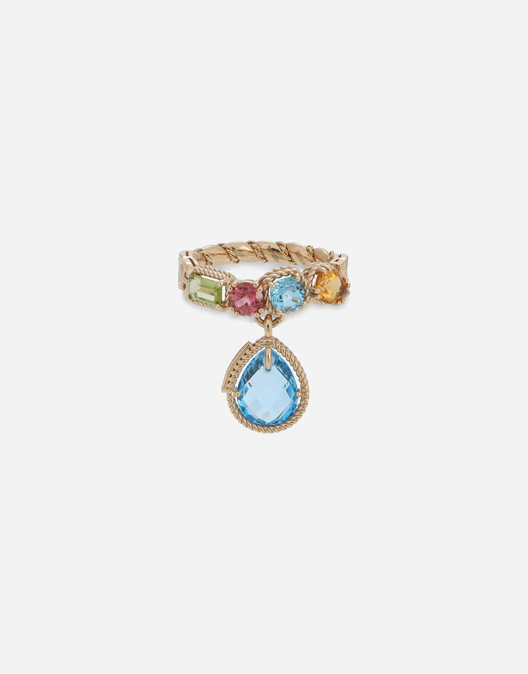Dolce & Gabbana 18 kt yellow gold ring with multicolor fine gemstones Yellow Gold WRQR1GWMIX1