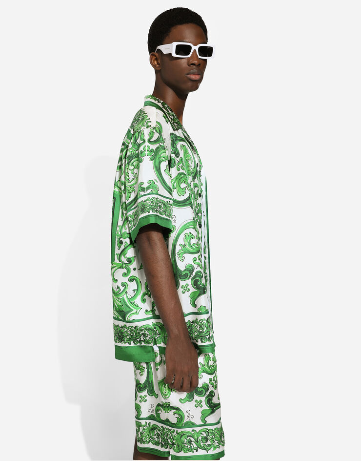 Dolce & Gabbana Silk twill Hawaiian shirt with majolica print Print G5JH9THI1S6
