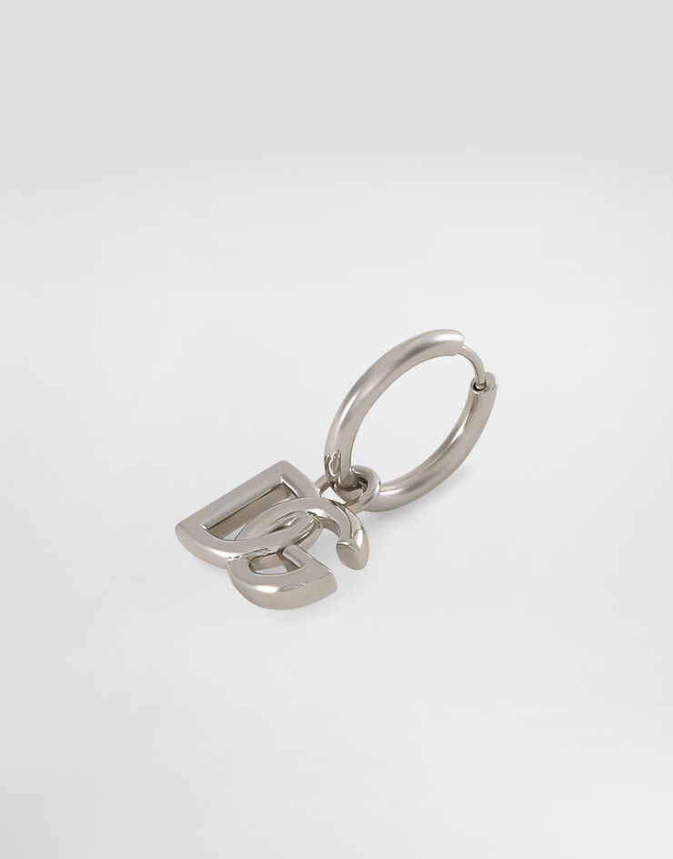 Dolce & Gabbana Pendientes de aro con colgantes del logotipo DG Plateado WEN5L3W1111