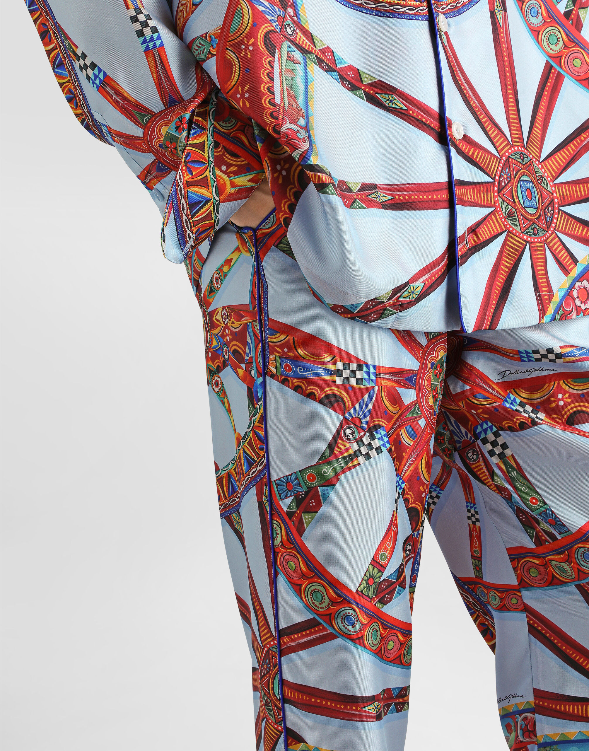 Carretto-print vanity twill trousers - thumbnail 4