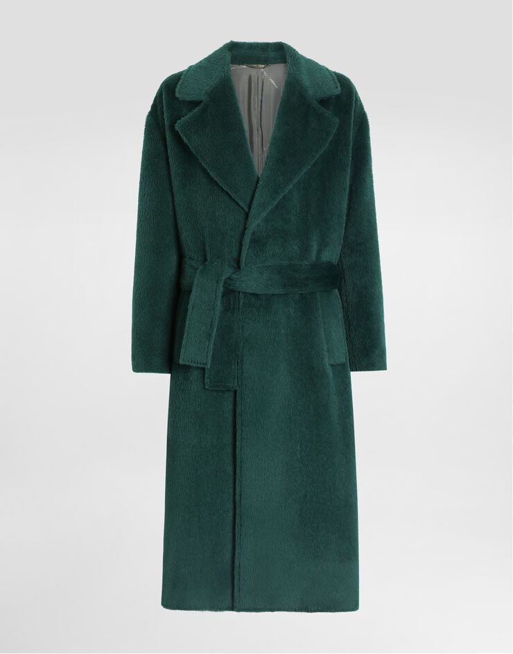 Dolce & Gabbana Single-breasted alpaca coat Green G054PTHU2BW