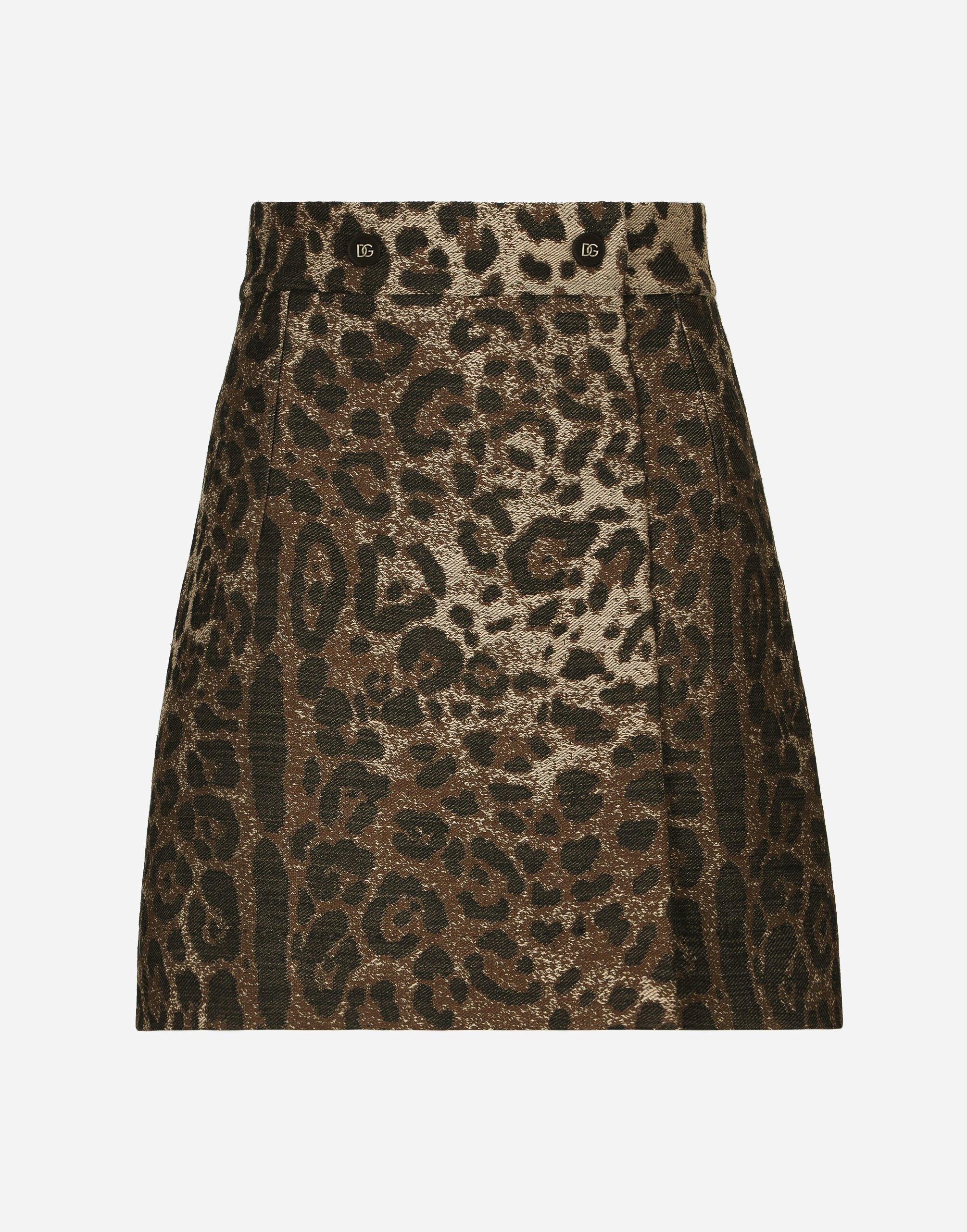 Dolce&Gabbana Short wool skirt with jacquard leopard design Animal Print F9R11THSMW8