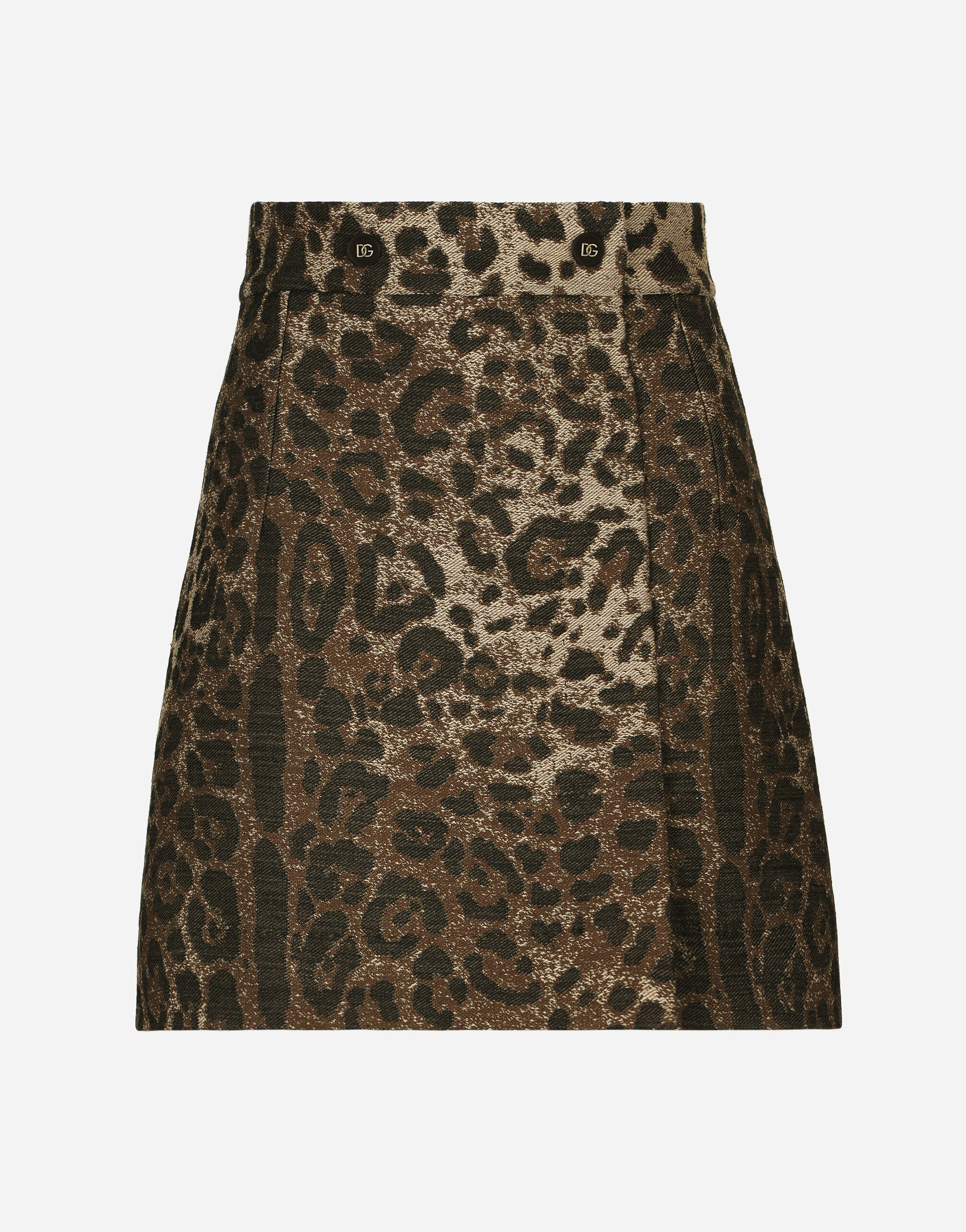 Dolce&Gabbana Jupe courte en laine Jacquard léopard Imprimé Animalier F9R11THSMW8