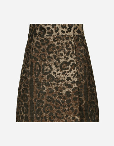 Dolce & Gabbana Short wool skirt with jacquard leopard design Animal Print BB7116AM568