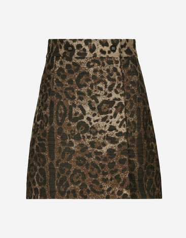 Dolce&Gabbana Falda corta en jacquard de lana con motivo de leopardo Estampado Animalier F9R11THSMW8