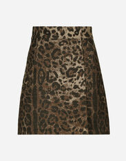 Dolce & Gabbana Short wool skirt with jacquard leopard design Black VG2298VM587