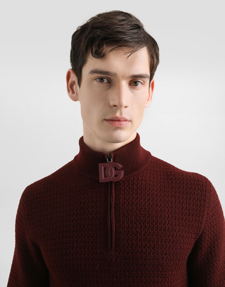 Dolce & Gabbana Jersey de cuello alto con cremallera y logotipo Burdeos GXW06TJDVBQ