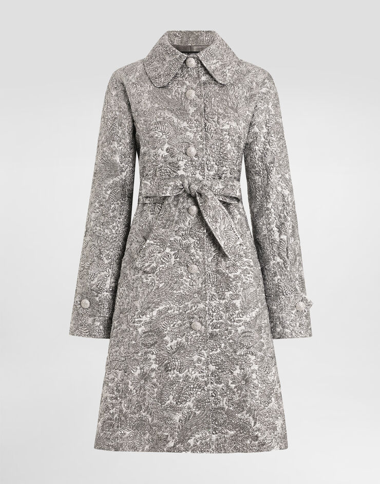 Dolce & Gabbana Gabardina de tejido jacquard floral lamé Silver F0W3LZFJZAL