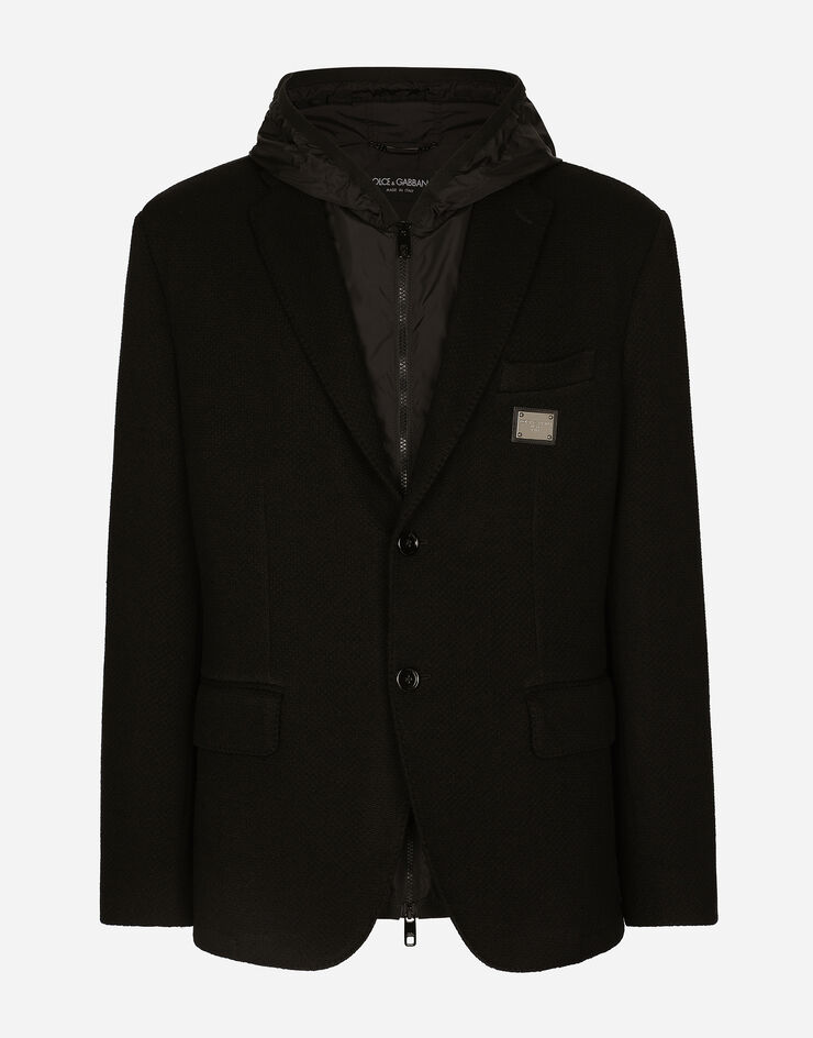 Dolce & Gabbana Veste en jersey à capuche et gilet en nylon Noir G9ABFTGF788