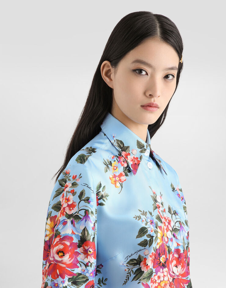 Dolce & Gabbana Flower bouquet-print twill shirt Multicolor F5T50TIS11I