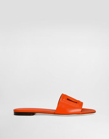 Dolce & Gabbana Calfskin sliders with DG logo Orange CQ0436AY329