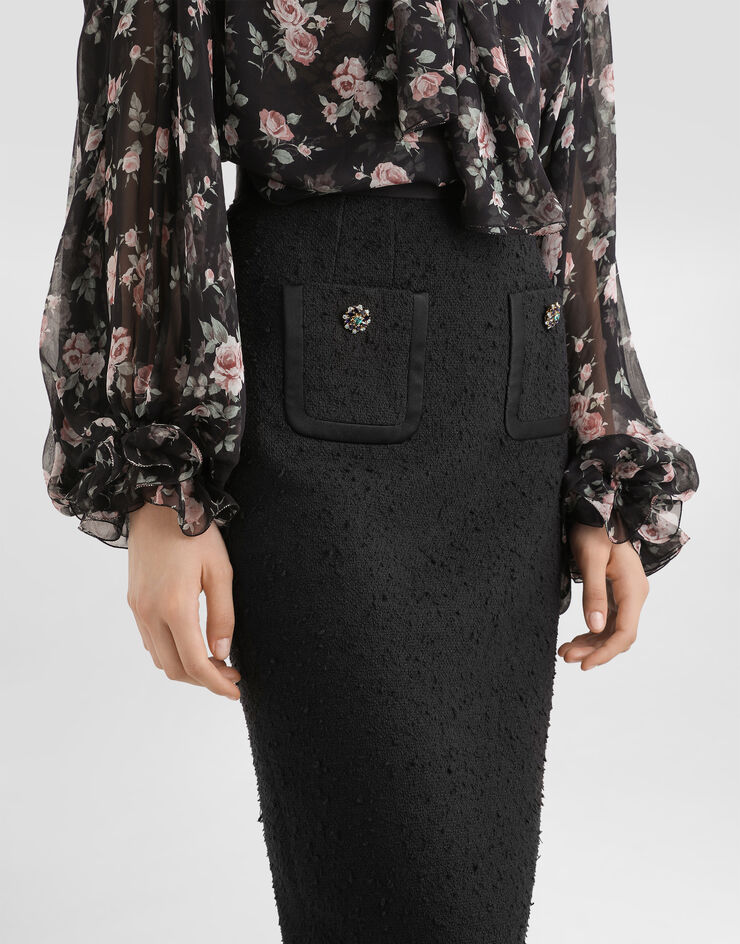 Dolce & Gabbana Jupe droite en natté Rachel Noir F4DB9ZHUMWJ