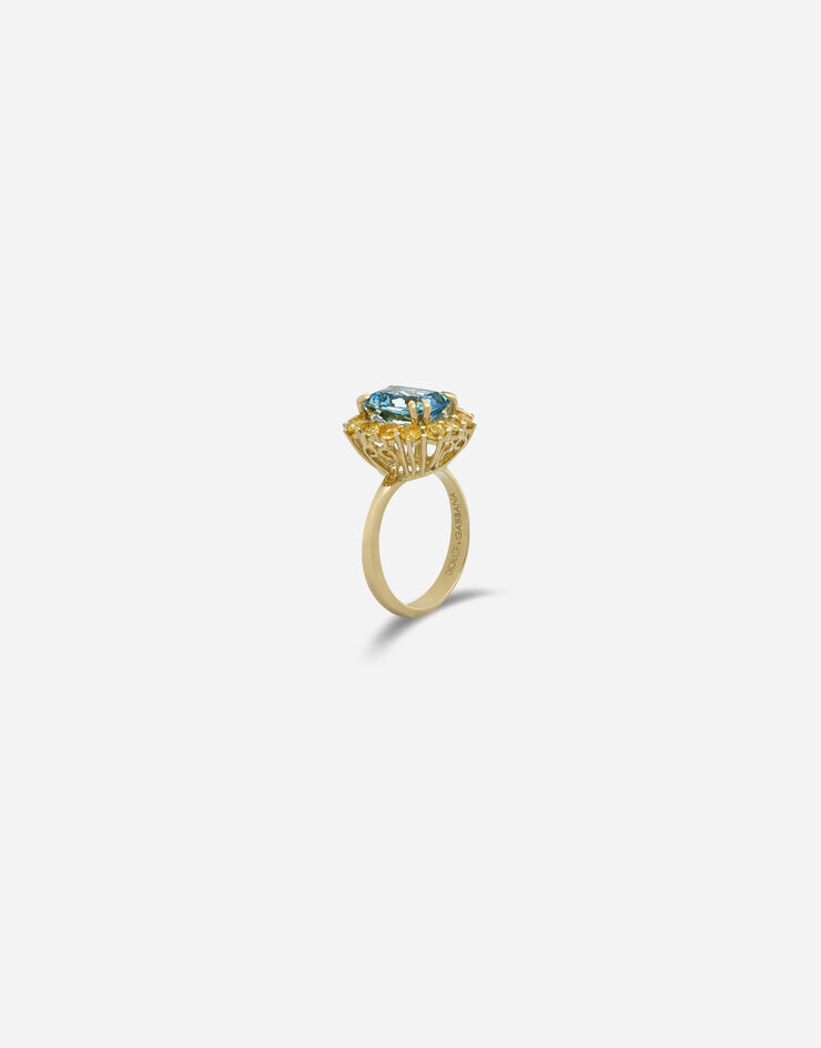 Dolce & Gabbana Heritage ring in yellow gold, acquamarine and yellow sapphires Gold WRFE4GWBY00