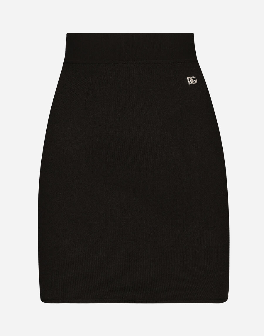 Short stretch viscose knit skirt with DG logo