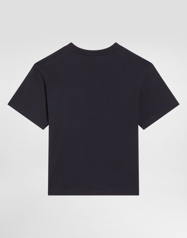Dolce & Gabbana Jerseyt-shirt with DG embossed logo Blue L4JTHVG7PGZ