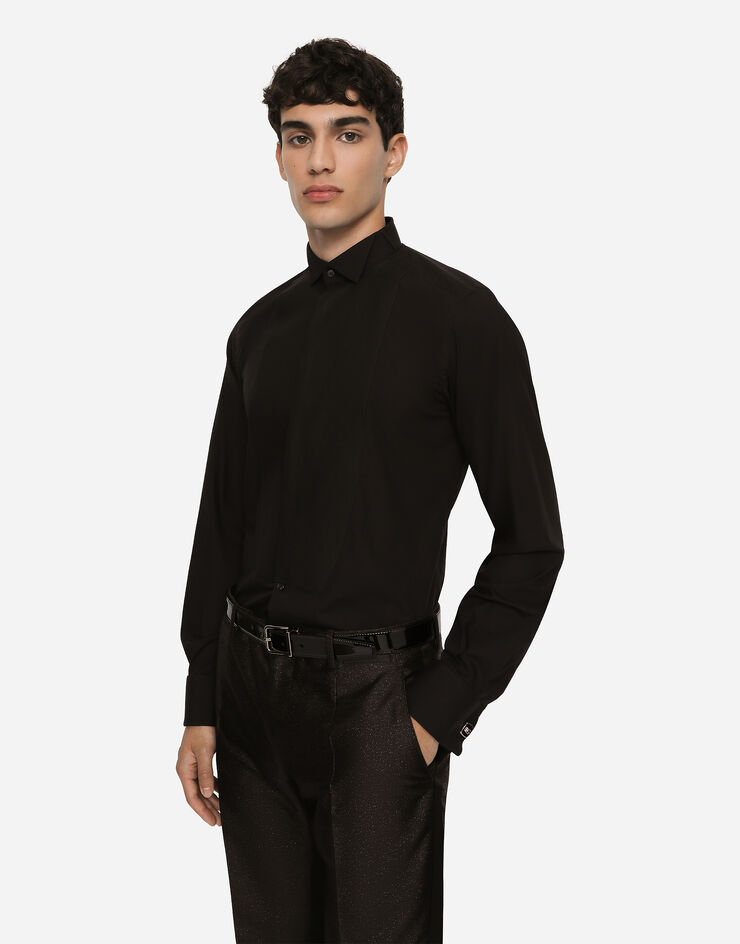 Dolce & Gabbana Camisa de esmoquin Gold en popelina de algodón Negro G5EN3TFU5T9