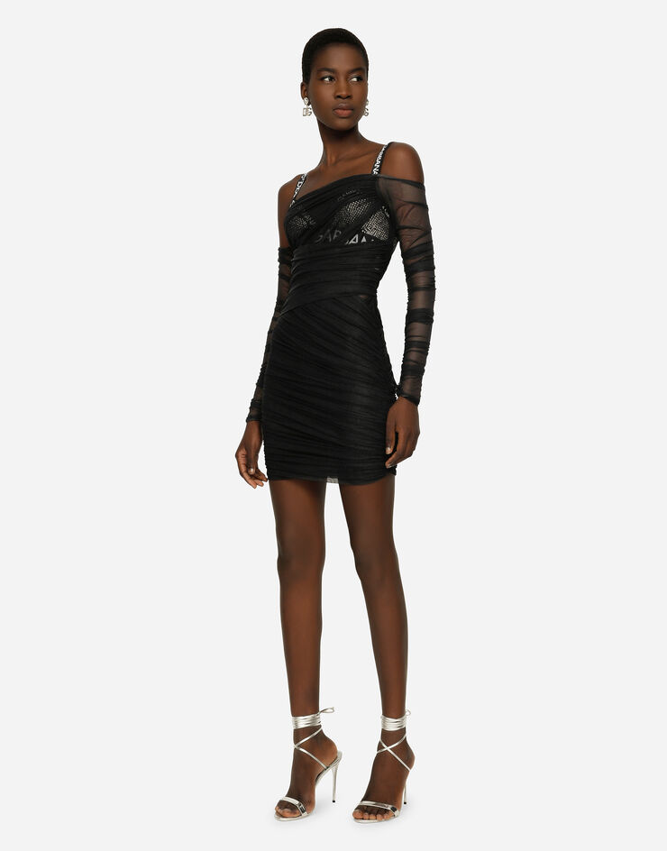 Dolce & Gabbana Vestido corto de tul Negro F6R1FTFLRC2