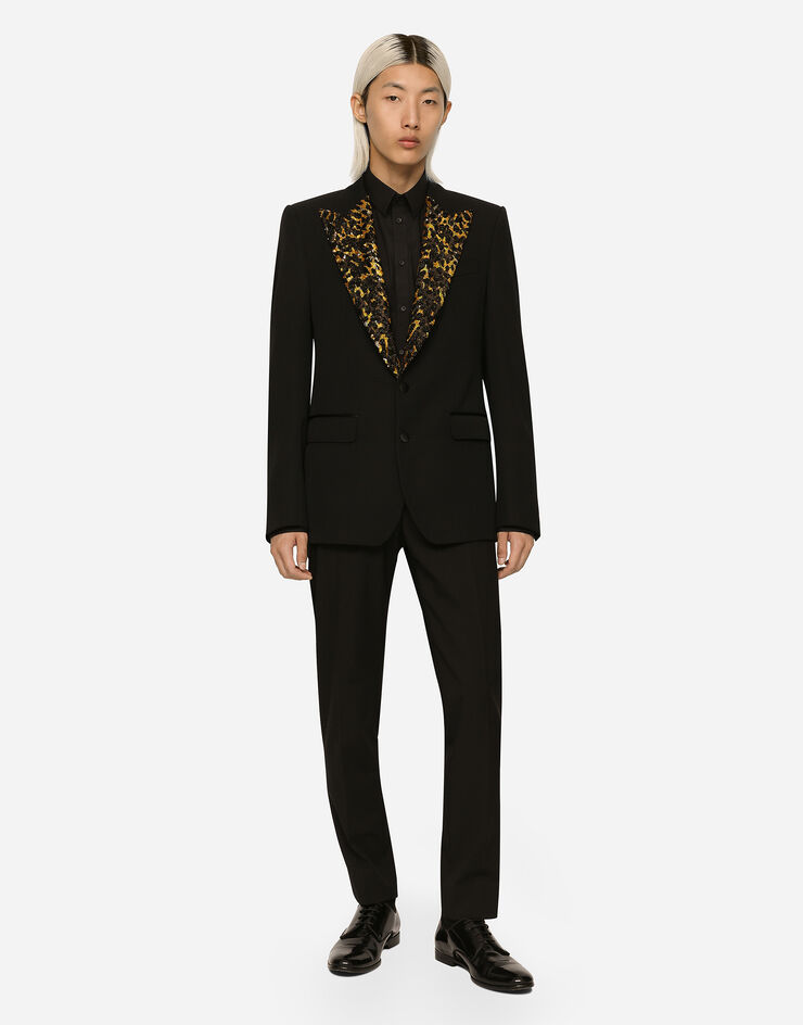 Dolce & Gabbana Stretch wool fabric Sicilia-fit tuxedo jacket Black G2QU6ZFUBE7
