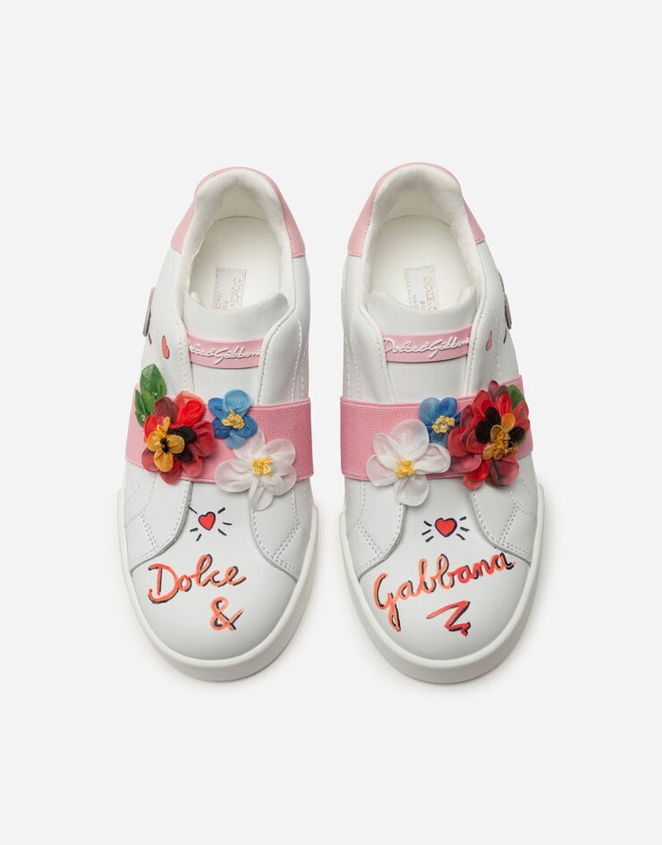 Dolce & Gabbana Portofino light sneakers in calfskin with embroidery MULTICOLORED D10937AH813