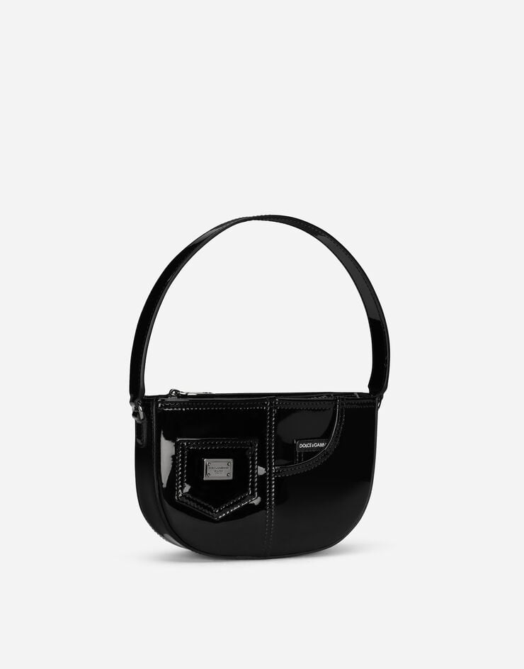 Dolce & Gabbana حقيبة كتف من جلد لامع أسود EB0242A1471