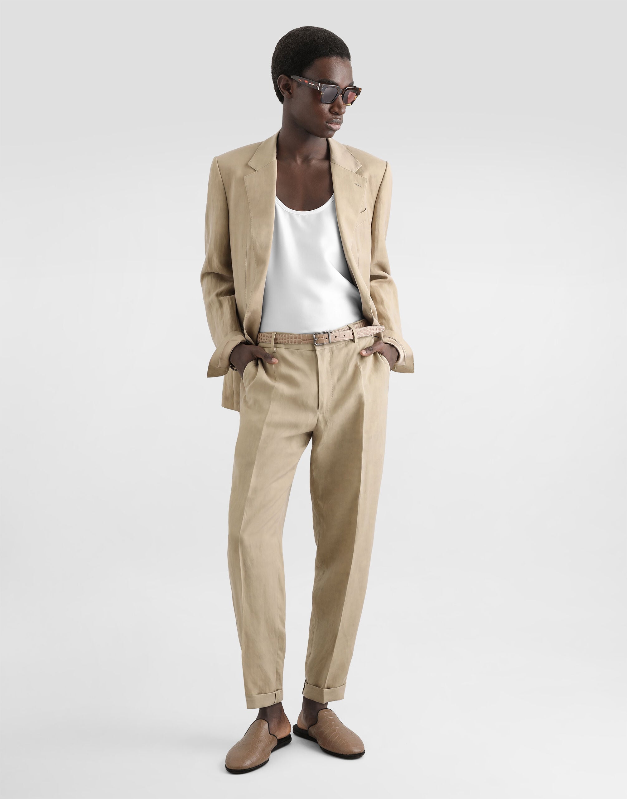 Martini light single-breasted linen jacket in Beige for Men