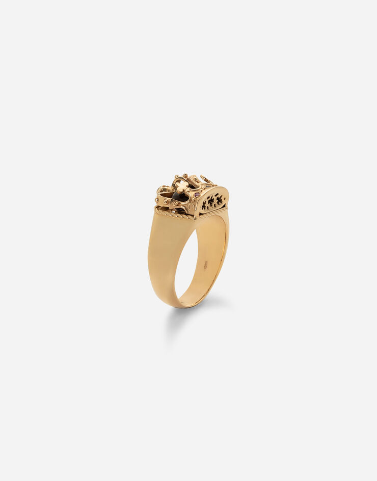 Dolce & Gabbana Anillo Crown con corona y ojo de tigre Dorado WRLK1GWIE01