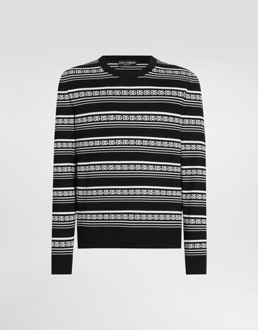 Dolce & Gabbana Pullover girocollo in seta con logo Multicolore GXX02TJBSN4