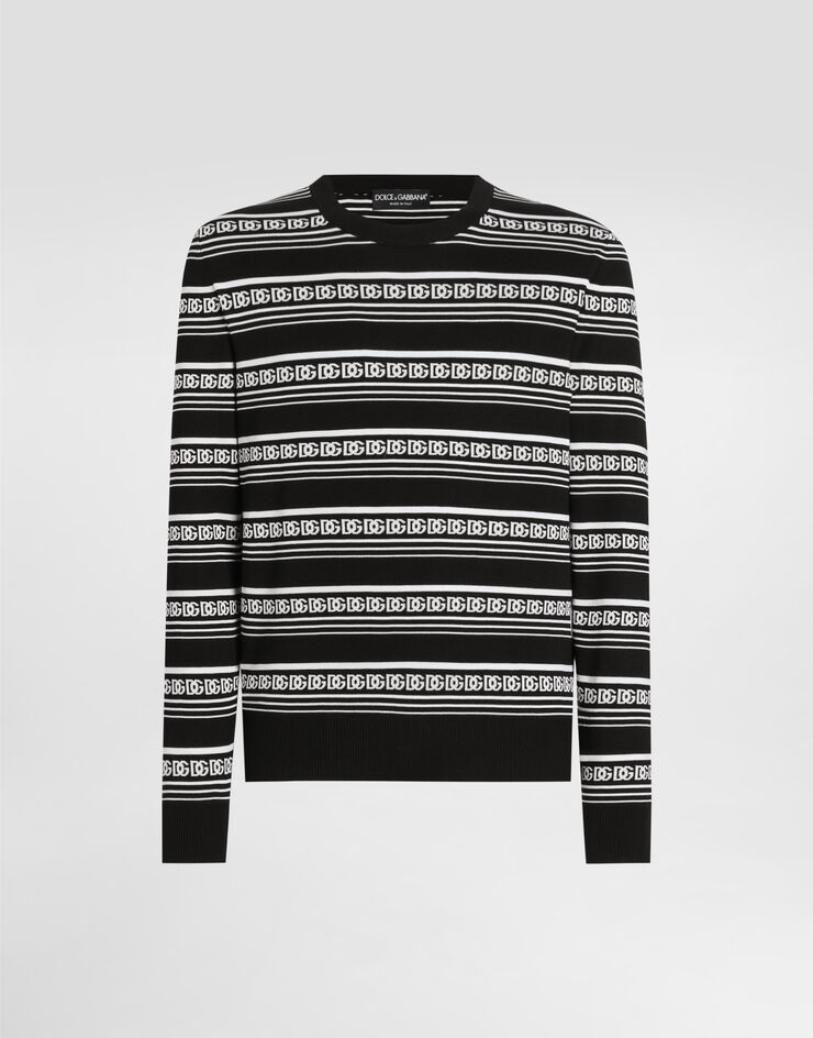 Dolce & Gabbana Pullover girocollo in seta con logo Multicolore GXX02TJBSN4