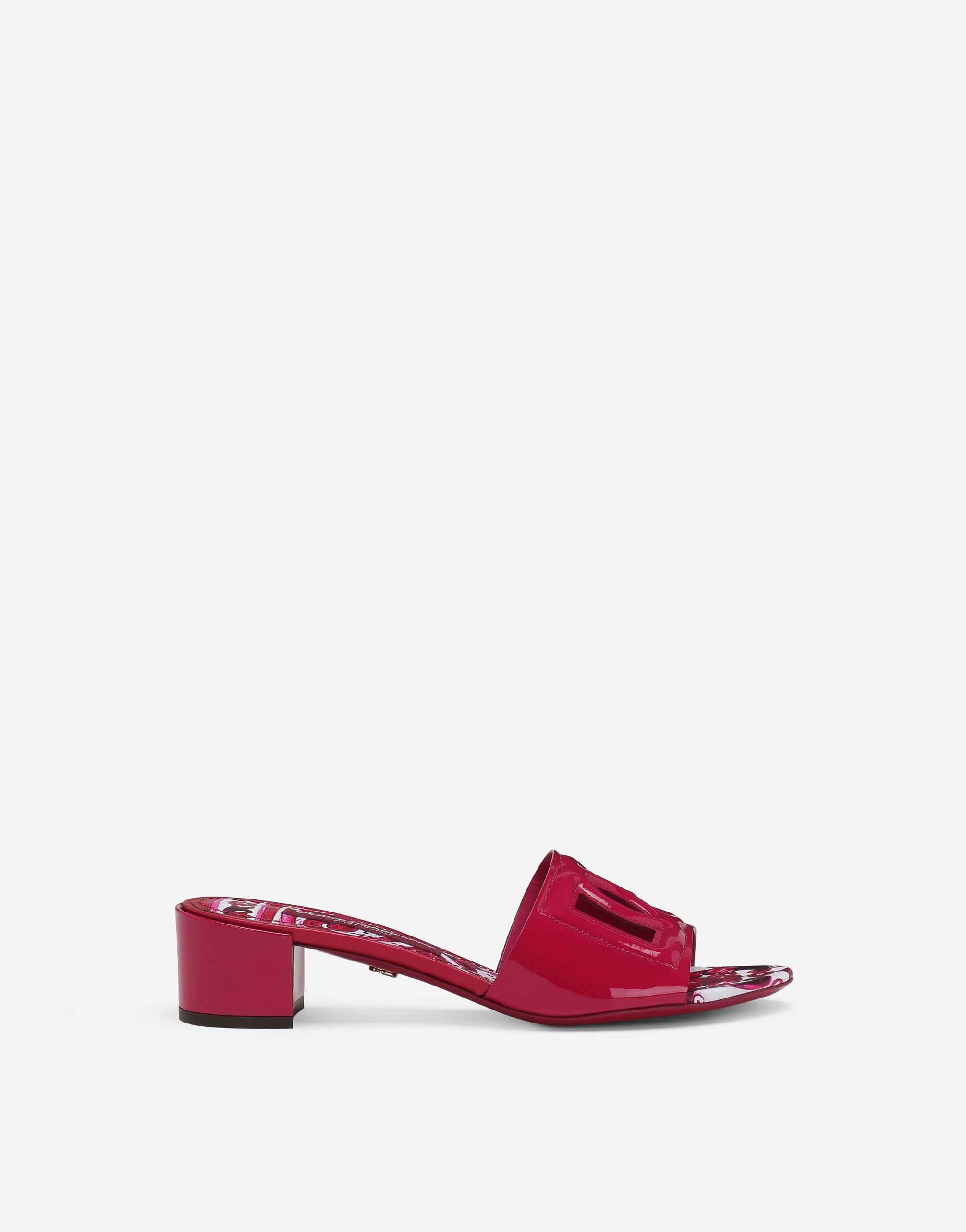 Dolce & Gabbana Patent leather DG mules with cut-out Pink CR1139AS204