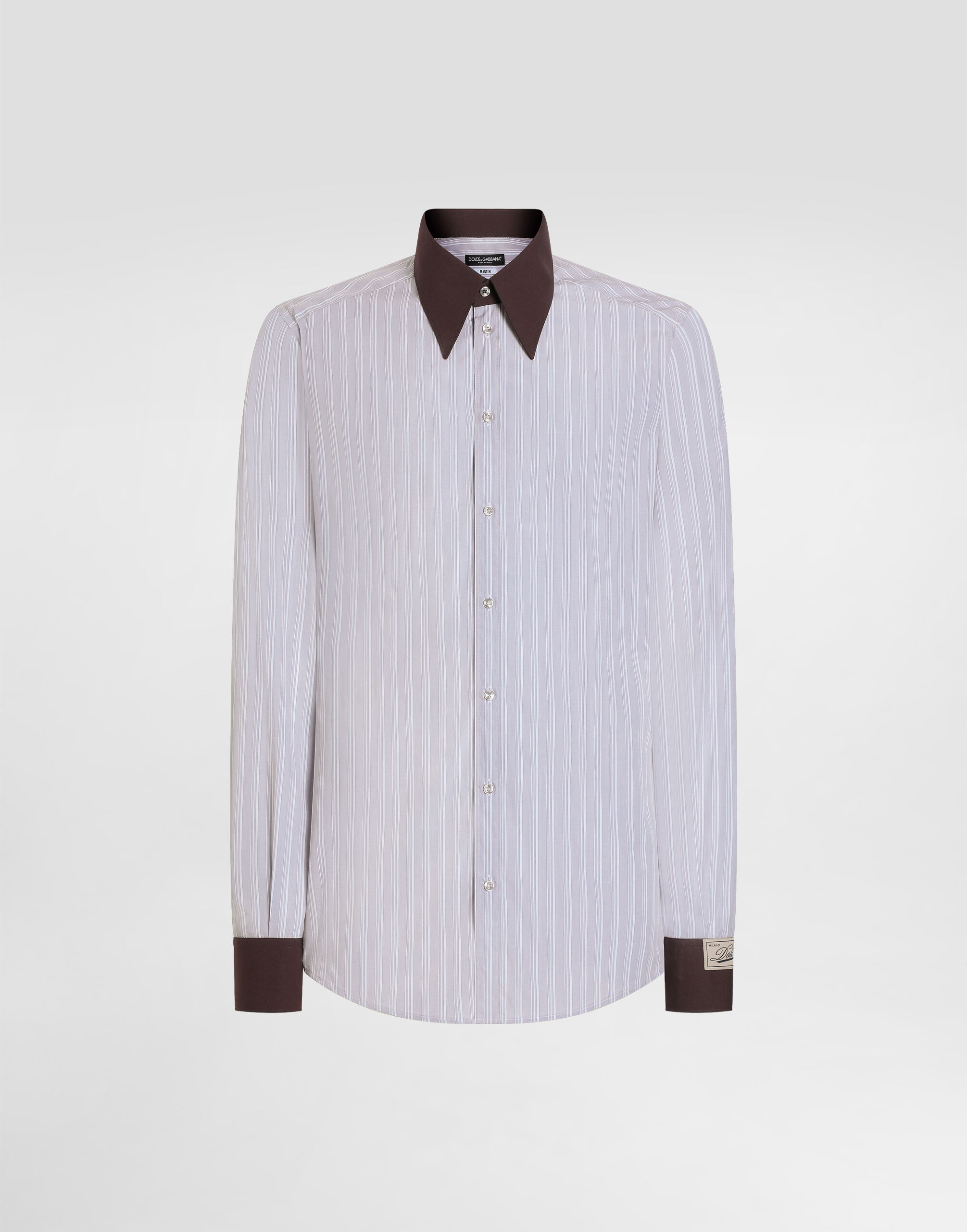 Striped cotton poplin gold shirt