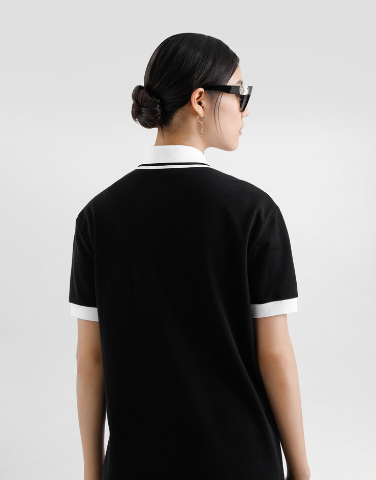 Dolce & Gabbana Cotton piqué dress with DG logo embroidery Black F8V34ZGDCYG