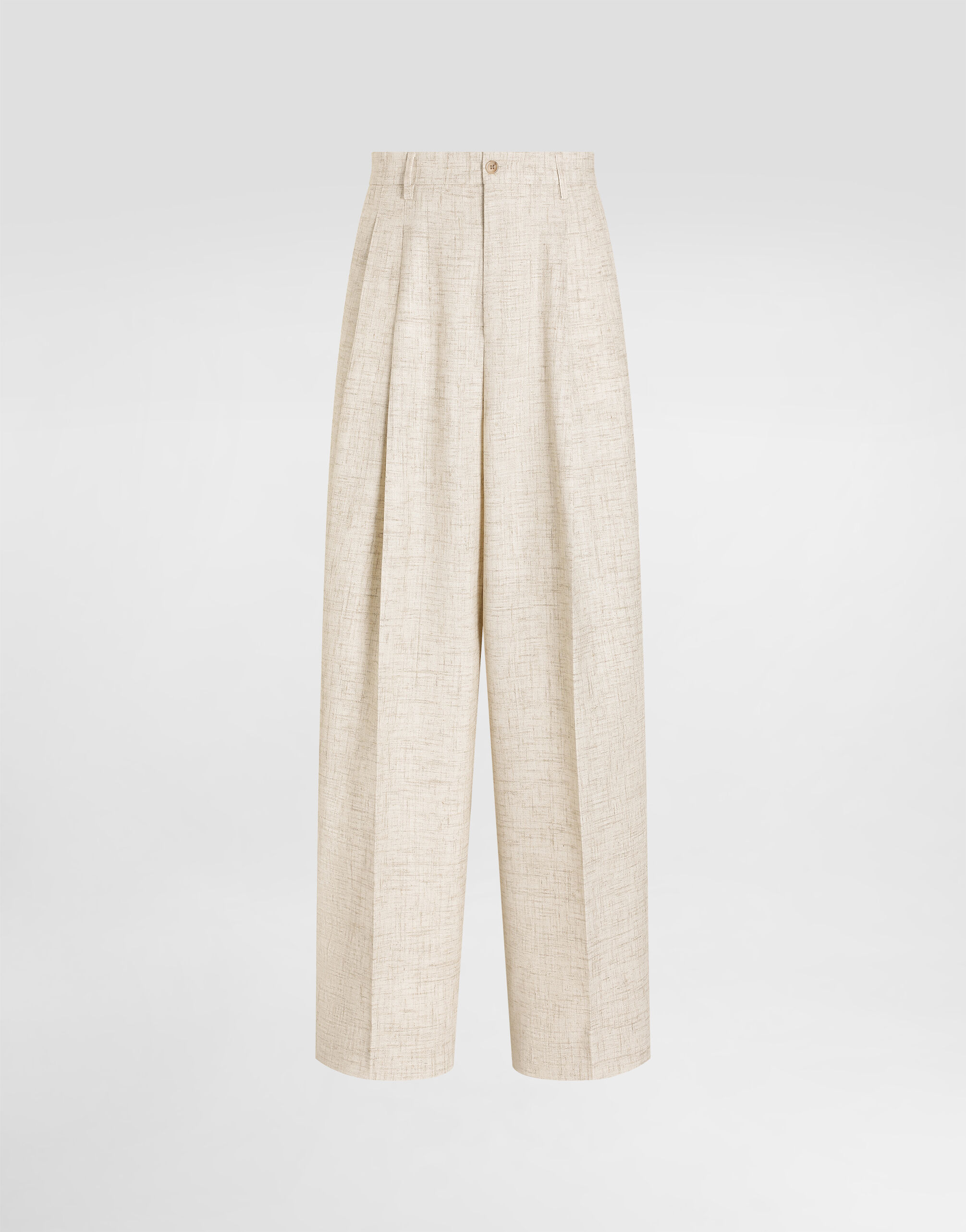 Tweed-effect linen and viscose trousers